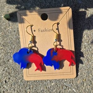 Bison Earrings - Red and Blue
